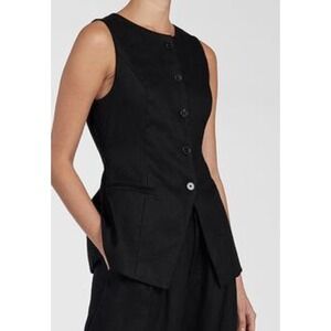 DISSH Alessia Linen Longline Button Front Vest Tie Back Top US 8